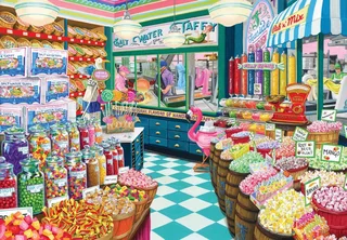 legpuzzel Taffy Shop - 1000 stukjes kleurrijk speelgoed. de Bluebird Puzzle, édition Multicolore – boîte 1 sur 2