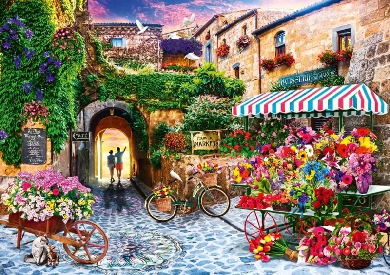 legpuzzel The Flower Market - 1000 stukjes - kleurrijk. van Bluebird Puzzle, editie Meerkleurig – doos