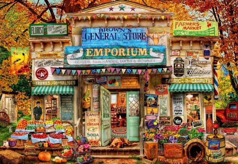 legpuzzel The General Store - 1000 stukjes kleurrijk. de Bluebird Puzzle, édition Multicolore – boîte 1 sur 2