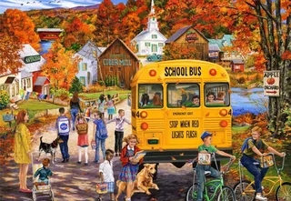 legpuzzel The School Bus - 1000 stukjes kleurrijk. fra Bluebird Puzzle, Flerfarvet-udgave – æske 1 af 2