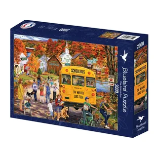legpuzzel The School Bus - 2000 stukjes puzzelplezier. fra Bluebird Puzzle, Flerfarvet-udgave – æske 2 af 2