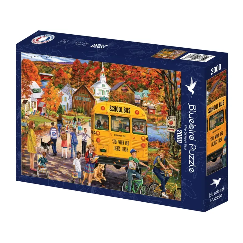 legpuzzel The School Bus - 2000 stukjes puzzelplezier. fra Bluebird Puzzle, Flerfarvet-udgave – æske 2 af 2