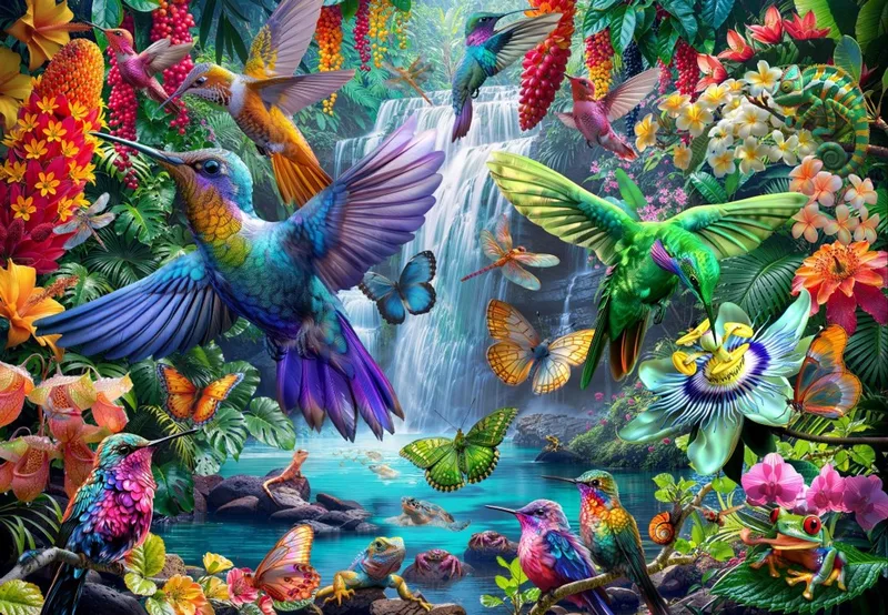 legpuzzel Tropical Hummingbirds - 1000 stukjes dieren. van Bluebird Puzzle, editie Meerkleurig – doos