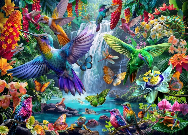 legpuzzel Tropical Hummingbirds 500 stukjes kleurrijk. fra Bluebird Puzzle, Flerfarvet-udgave – æske