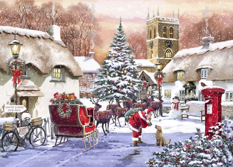 legpuzzel Village and Santa - 500 stukjes kerst. fra Bluebird Puzzle, Flerfarvet-udgave – æske