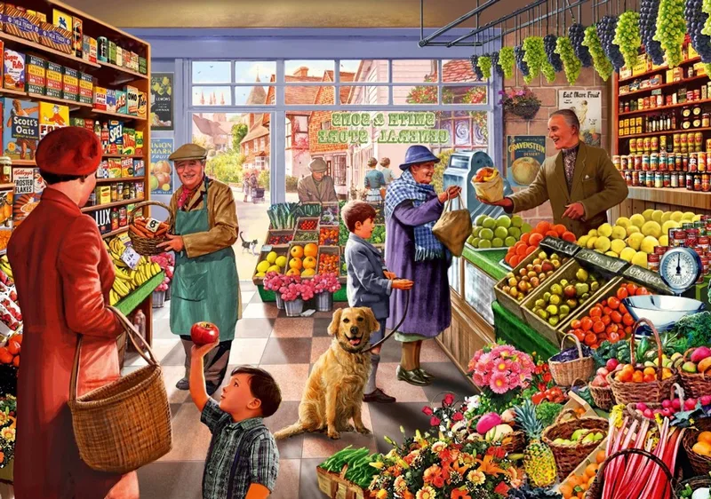 legpuzzel Village Greengrocer - 2000 stukjes kleurrijk. fra Bluebird Puzzle, Flerfarvet-udgave – æske