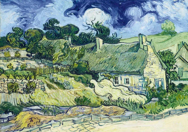 legpuzzel Vincent Van Gogh - Thatched Cottages at Cordeville 1000 stukjes. van Bluebird Puzzle, editie Meerkleurig – doos