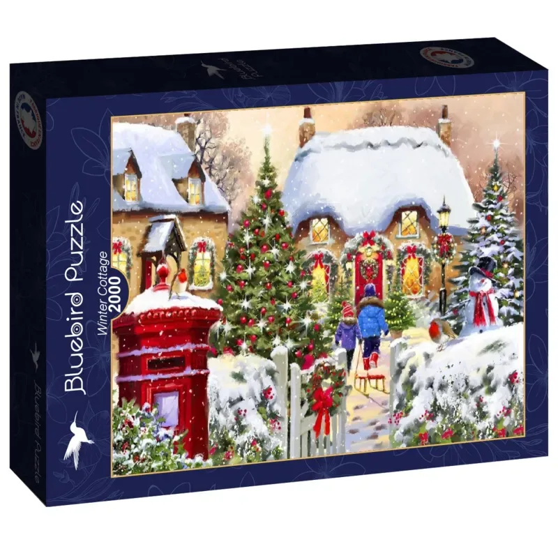 legpuzzel Winter Cottage - 2000 stukjes puzzelplezier. de Bluebird Puzzle, édition Multicolore – boîte 2 sur 2