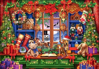 legpuzzel Ye Old Christmas Shoppe - 2000 stukjes feestdagen. van Bluebird Puzzle, editie Meerkleurig – doos 1 van 2