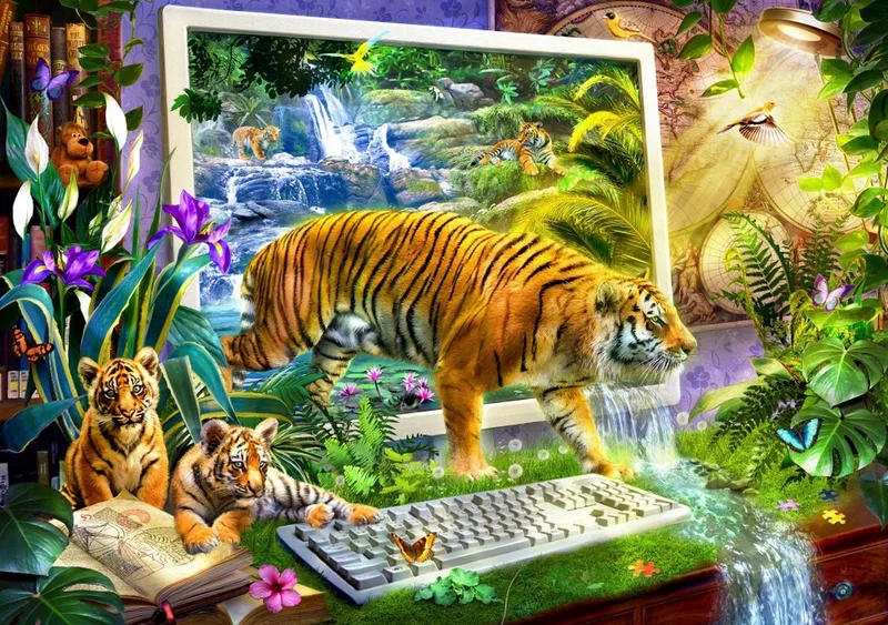 puzzel Tiger coming to Life - 1500 stukjes. de Bluebird Puzzle, édition Multicolore – boîte