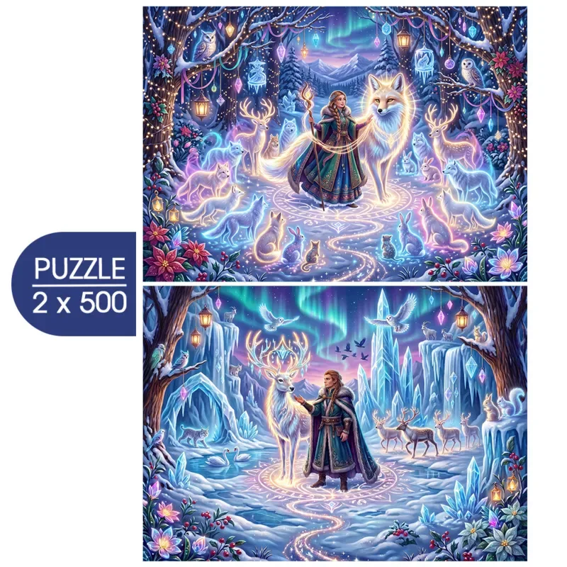 Puzzle 2 Puzzles - Neige et Enchantement - 500 à 999 pièces van Bluebird Puzzle – doos