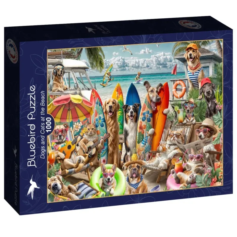 Puzzle Chiens et Chats à la Plage - 1000 pièces de Bluebird Puzzle – boîte 2 sur 2