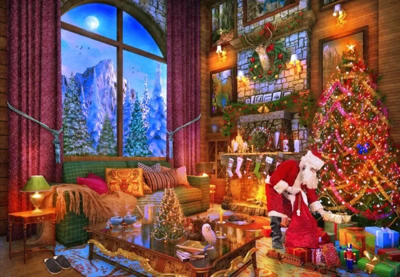 Puzzle Christmas Lodge - 1000 pièces de Bluebird Puzzle – boîte