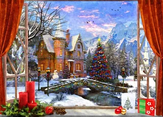 Puzzle Christmas Mountain View - 500 à 999 pièces von Bluebird Puzzle – Schachtel 1 von 2