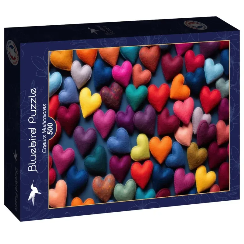 Puzzle Coeurs Multicolores - 500 à 999 pièces de Bluebird Puzzle – boîte 2 sur 2