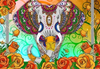 Puzzle Colorful Elephant - 1000 pièces van Bluebird Puzzle – doos 1 van 2