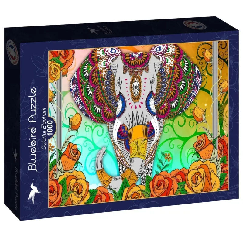 Puzzle Colorful Elephant - 1000 pièces van Bluebird Puzzle – doos 2 van 2