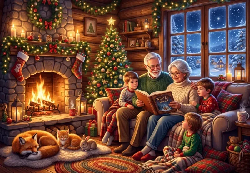 Puzzle Contes de Noël au Coin du Feu - 1000 pièces van Bluebird Puzzle – doos 1 van 2