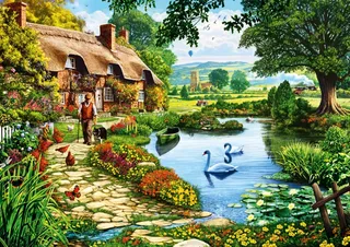 Puzzle Cottage by the Lake - 500 à 999 pièces de Bluebird Puzzle – boîte 1 sur 2