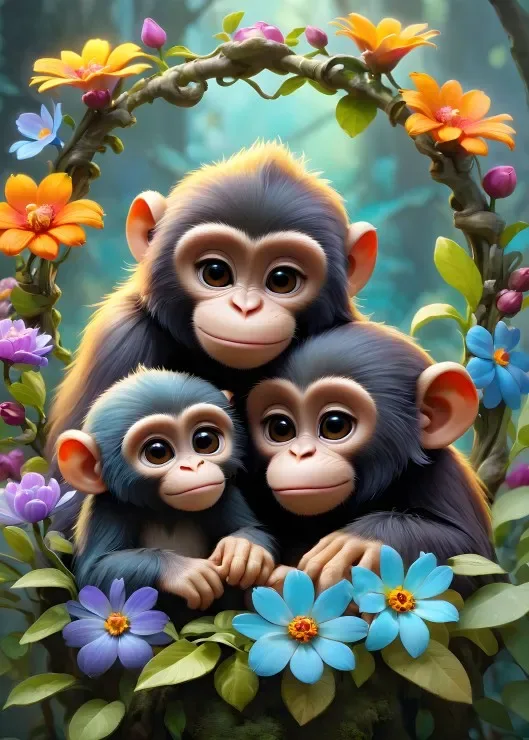 Puzzle Cute Monkeys - 200 à 499 pièces van Bluebird Puzzle – doos