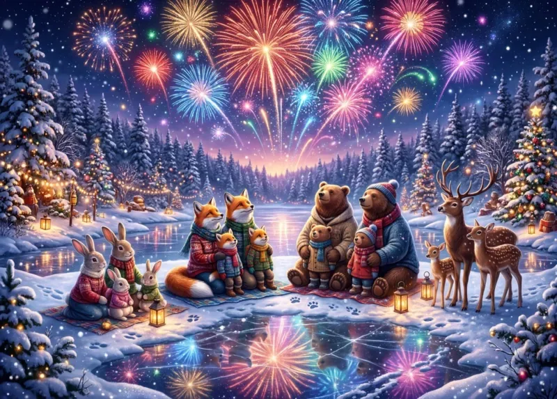 Puzzle Feu d'Artifice Hivernal - 200 à 499 pièces van Bluebird Puzzle – doos