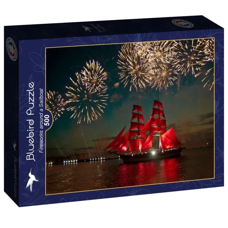 Puzzle Fireworks around a Sailboat - 500 à 999 pièces de Bluebird Puzzle – boîte 2 sur 2