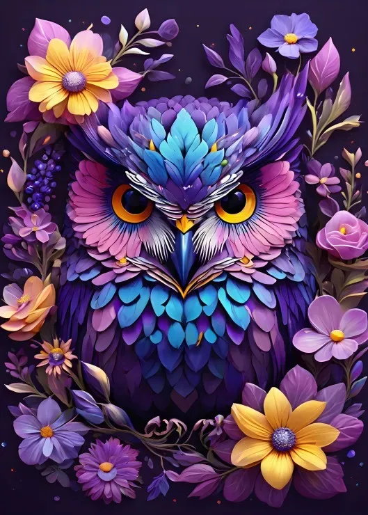 Puzzle Flowers & Owl - 200 à 499 pièces van Bluebird Puzzle – doos