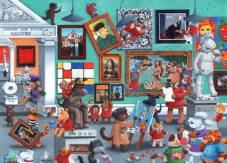 Puzzle Galerie d'Art « Chats et Chiens " - 200 à 499 pièces van Bluebird Puzzle – doos 1 van 2