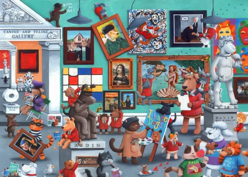 Puzzle Galerie d'Art « Chats et Chiens " - 200 à 499 pièces van Bluebird Puzzle – doos 1 van 2