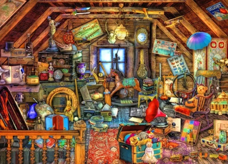 Puzzle Hidden Object Attic - 500 à 999 pièces van Bluebird Puzzle – doos