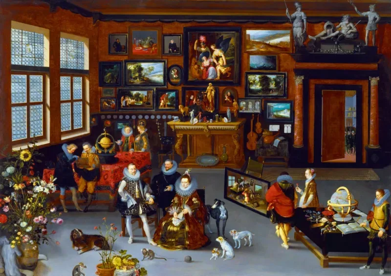 Puzzle Hieronymus Francken Iicirca - The Archdukes Albert and Isabella Visiting a Collector's Cabinet, 1623 - 1000 pièces de Bluebird Puzzle – boîte 1 sur 2