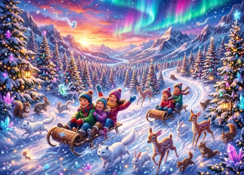 Puzzle Hiver Féérique dans les Montagnes - 500 à 999 pièces van Bluebird Puzzle – doos 1 van 2