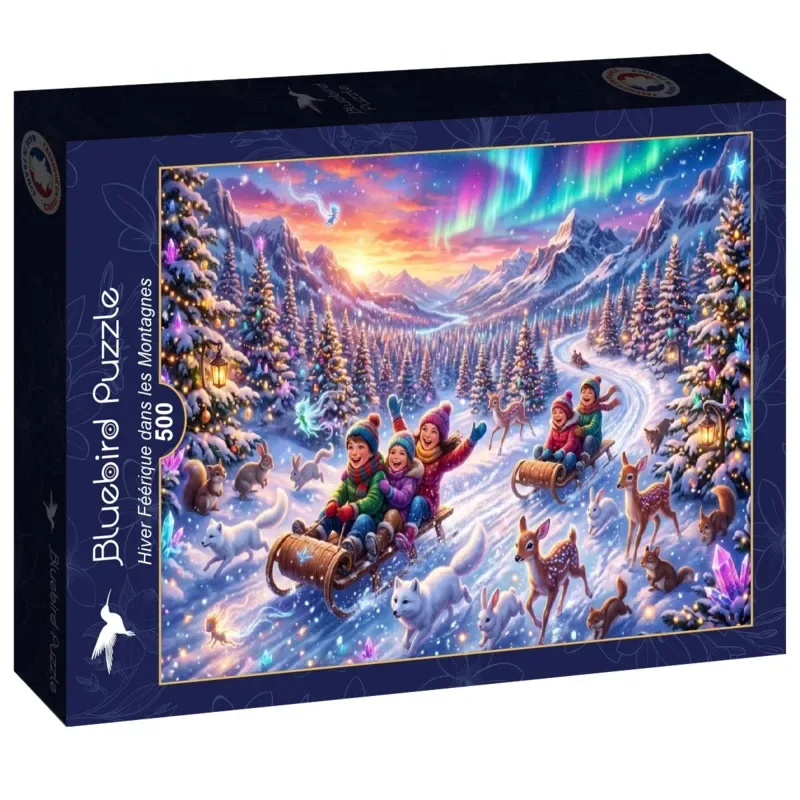 Puzzle Hiver Féérique dans les Montagnes - 500 à 999 pièces van Bluebird Puzzle – doos 2 van 2