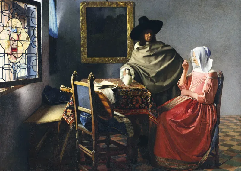 Puzzle Johannes Vermeer - The Glass of Wine, 1661 - 1000 pièces de Bluebird Puzzle – boîte