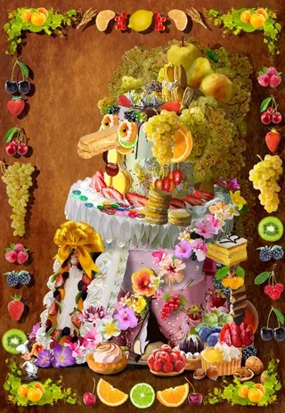 Puzzle La Cantatrice Gâteau inspirée par Arcimboldo - 1000 pièces from Bluebird Puzzle – box 1 of 2