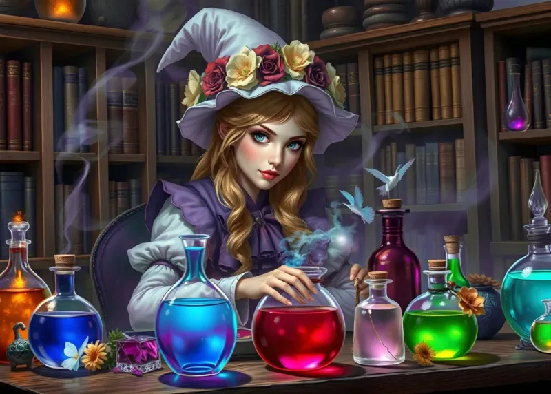 Puzzle La Fée des Potions - 200 à 499 pièces van Bluebird Puzzle – doos