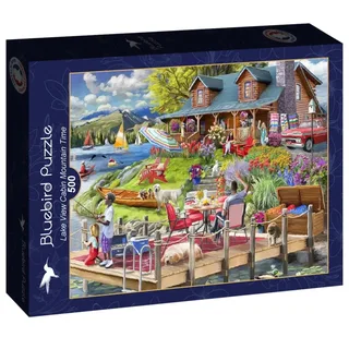 Puzzle Lake View Cabin Mountain Time - 500 à 999 pièces van Bluebird Puzzle – doos 2 van 2