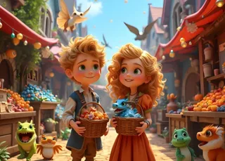 Puzzle Le Marché aux Petits Dragons - 200 à 499 pièces von Bluebird Puzzle – Schachtel 1 von 2