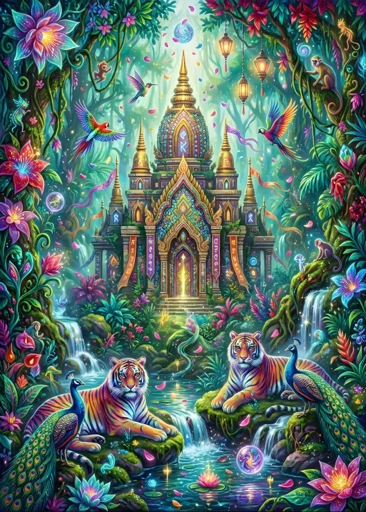 Puzzle Le Sanctuaire des Tigres - 500 à 999 pièces de Bluebird Puzzle – boîte 1 sur 2