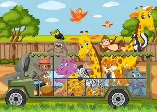 Puzzle Les Animaux du Zoo - 10 à 25 pièces van Bluebird Puzzle – doos 1 van 2