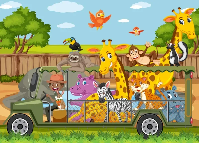 Puzzle Les Animaux du Zoo - 10 à 25 pièces van Bluebird Puzzle – doos 1 van 2