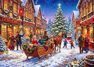 Puzzle Noël au Centre du Village - 500 à 999 pièces van Bluebird Puzzle – doos 1 van 2
