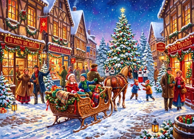 Puzzle Noël au Centre du Village - 500 à 999 pièces van Bluebird Puzzle – doos 1 van 2