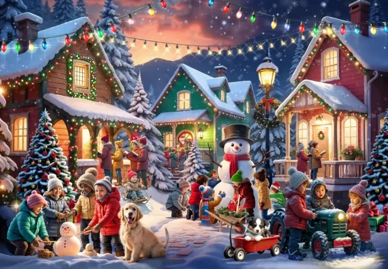 Puzzle Noel entre Voisins - 1000 pièces van Bluebird Puzzle – doos 1 van 2