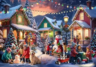 Puzzle Noel entre Voisins - 2000 pièces van Bluebird Puzzle – doos 1 van 2