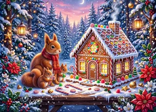 Puzzle Noël Gourmand pour les Ecureuils - 500 à 999 pièces van Bluebird Puzzle – doos 1 van 2