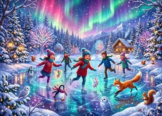 Puzzle Nuit Magique sur le Lac Gelé - 200 à 499 pièces van Bluebird Puzzle – doos 1 van 2
