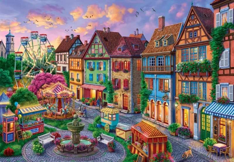 Puzzle Parc d'Attractions dans la Ville - 1000 pièces de Bluebird Puzzle – boîte 1 sur 2
