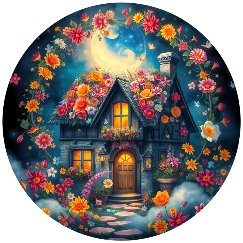 Puzzle Puzzle Rond - Le Cottage Fleuri - 500 à 999 pièces de Bluebird Puzzle – boîte 1 sur 2