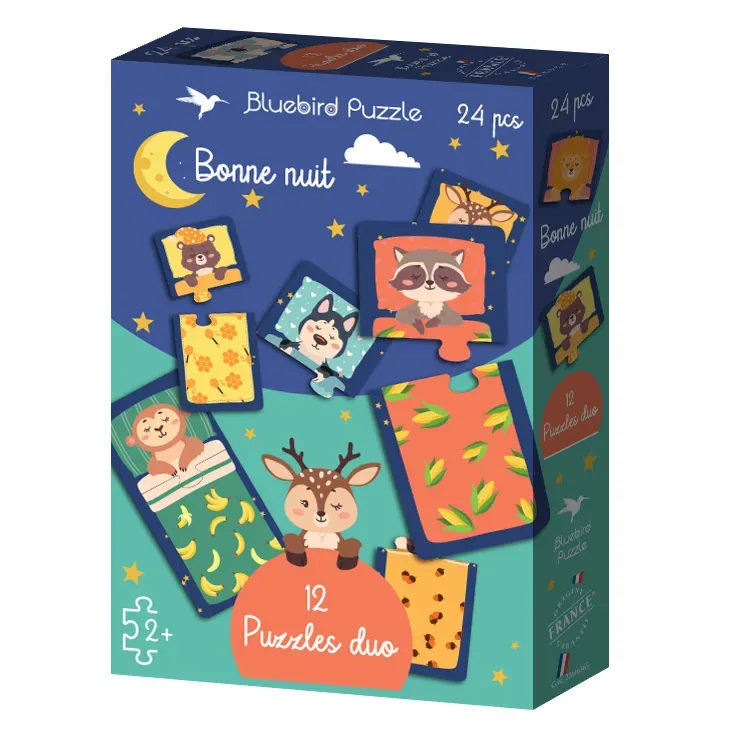 Puzzle Puzzles duo - Bonne nuit - 10 à 25 pièces van Bluebird Puzzle – doos